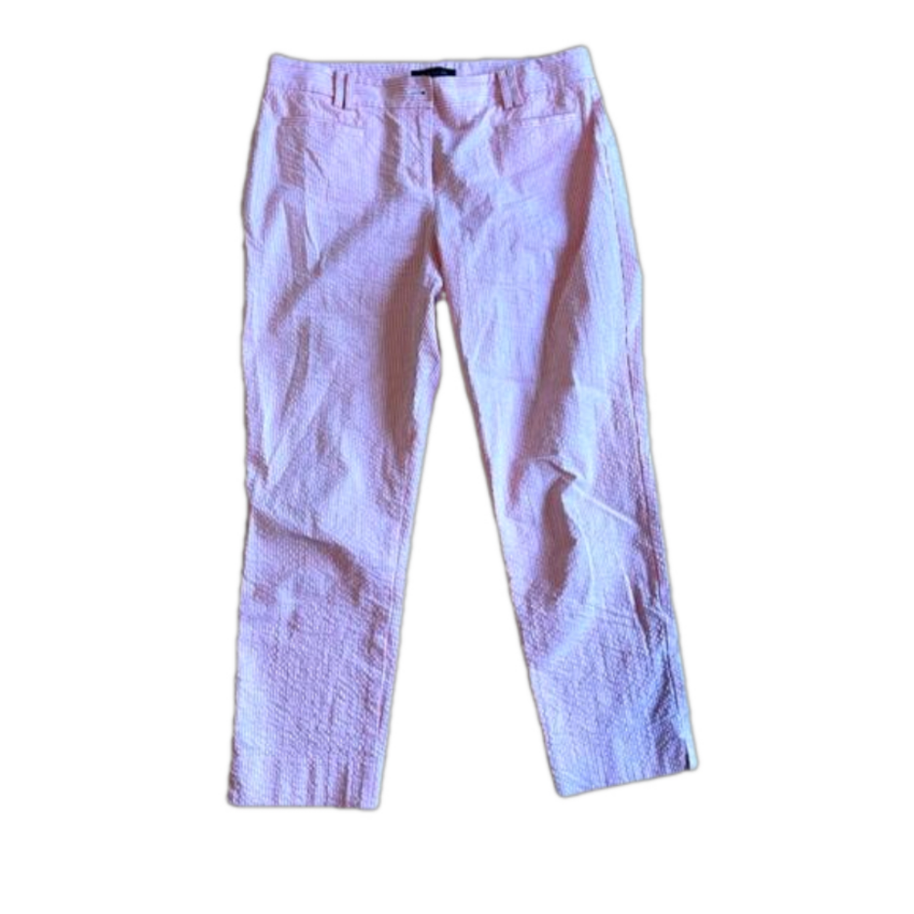 Anne Taylor sz 4 The Crop Pant in pink seersucker